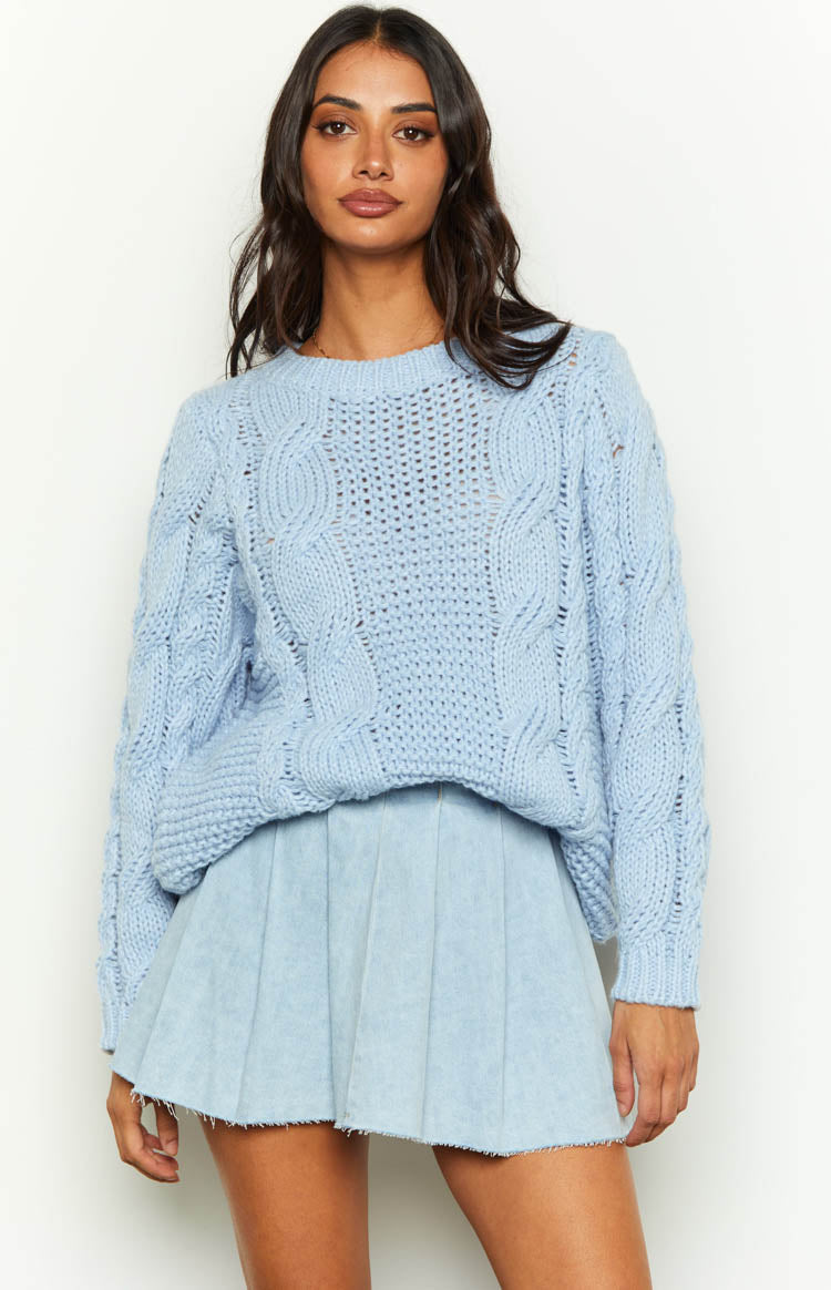 Everlea Blue Cable Knit Sweater