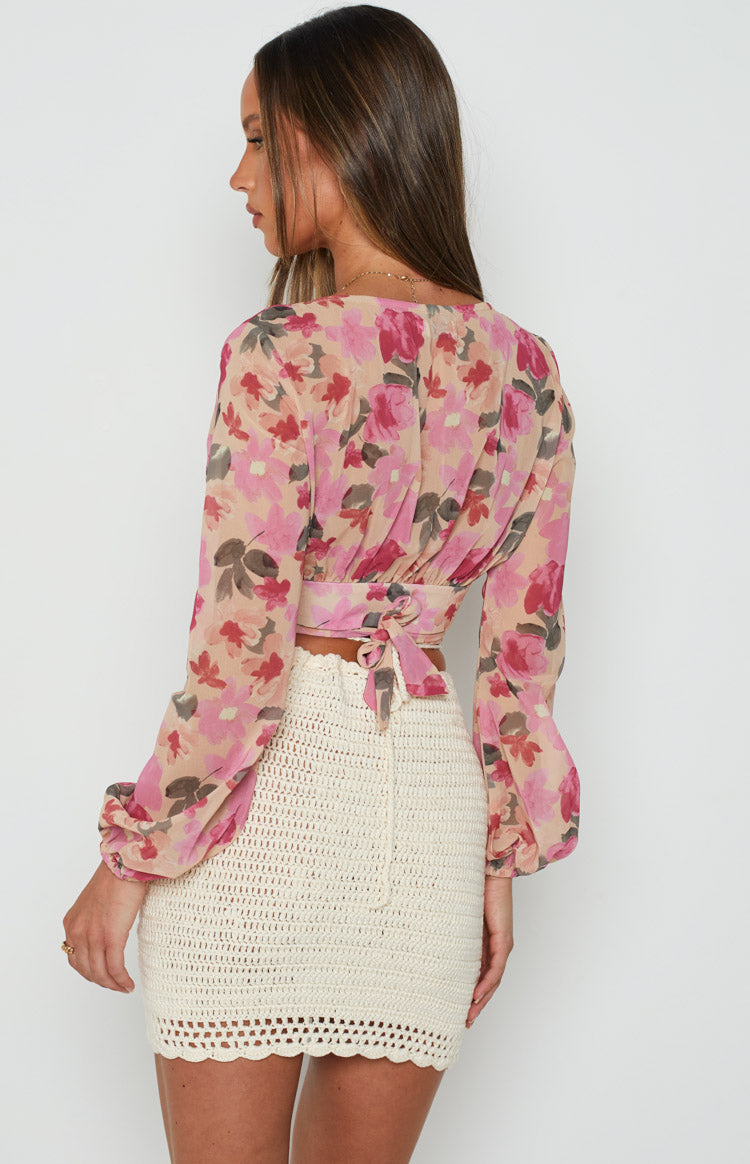 Olympia Cream Crochet Mini Skirt