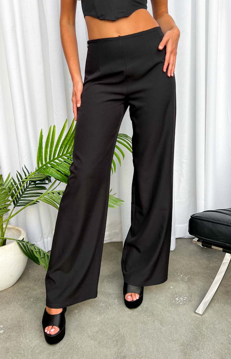 Tasha Black Mid Rise Pant