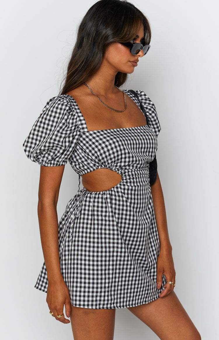 Penelope Mini Dress Mono Gingham