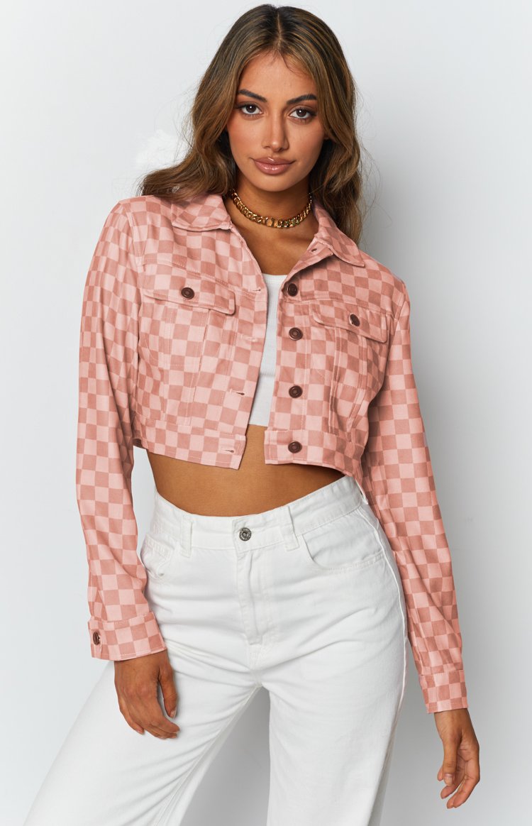 Alternator Check Cropped Jacket Pink