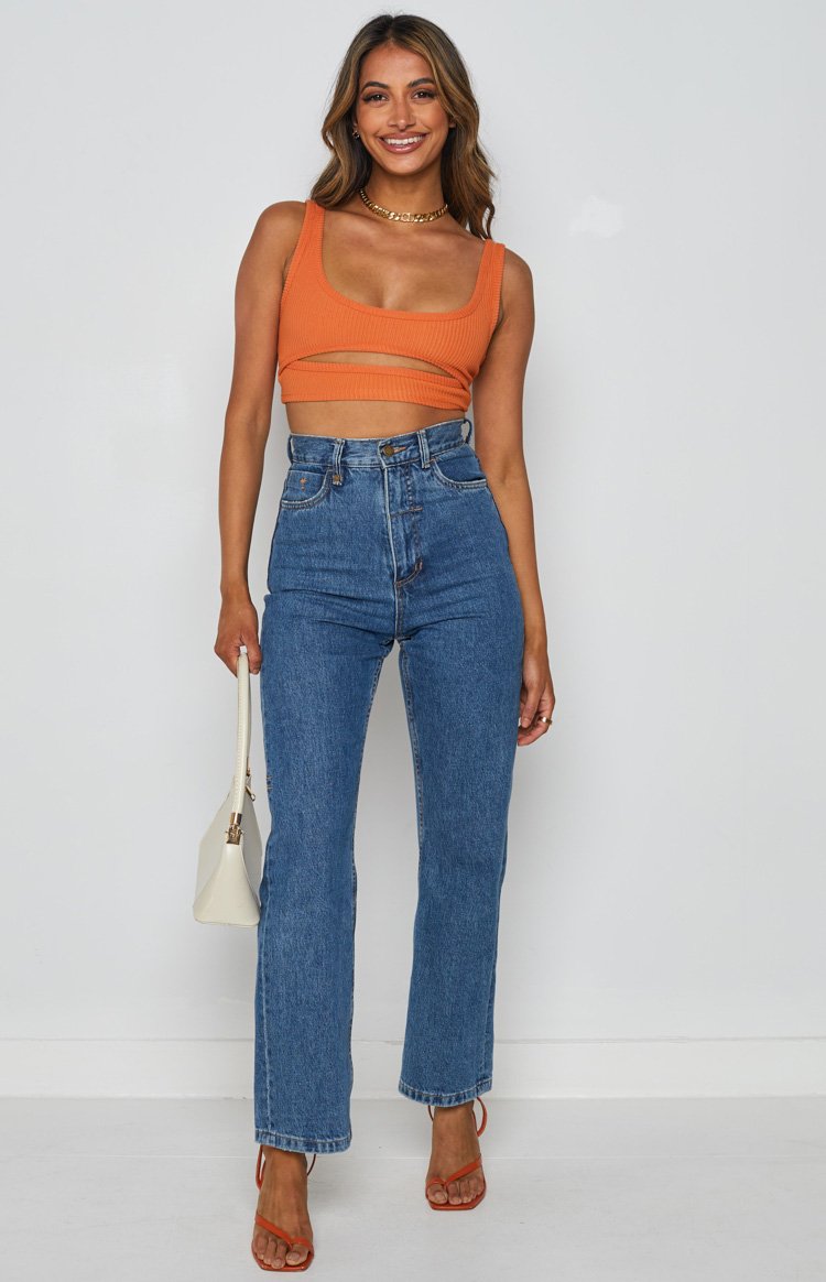 Trail Rib Crop Top Orange