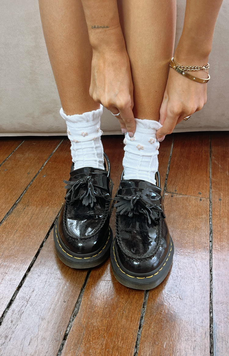 Lillie White Frilly Bow Socks