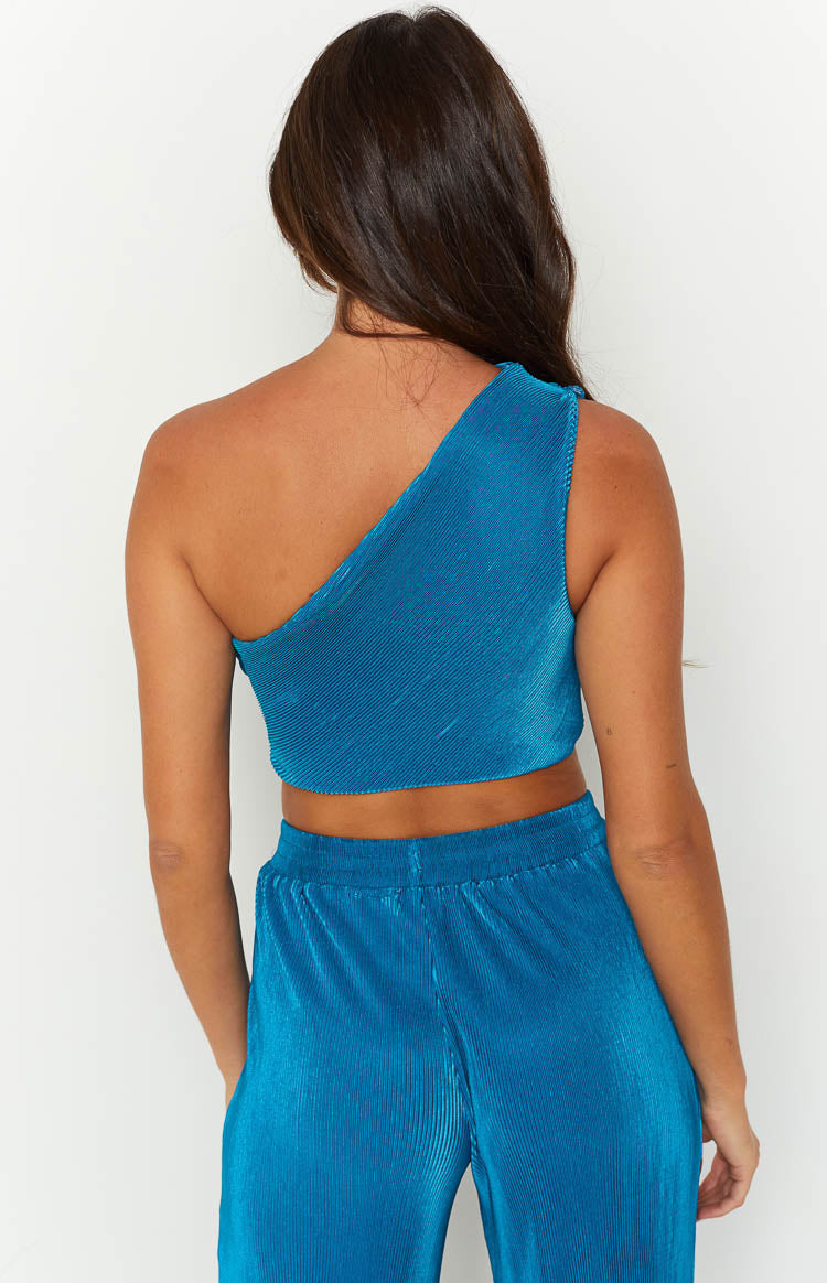 Lailah Blue One Shoulder Crop Top