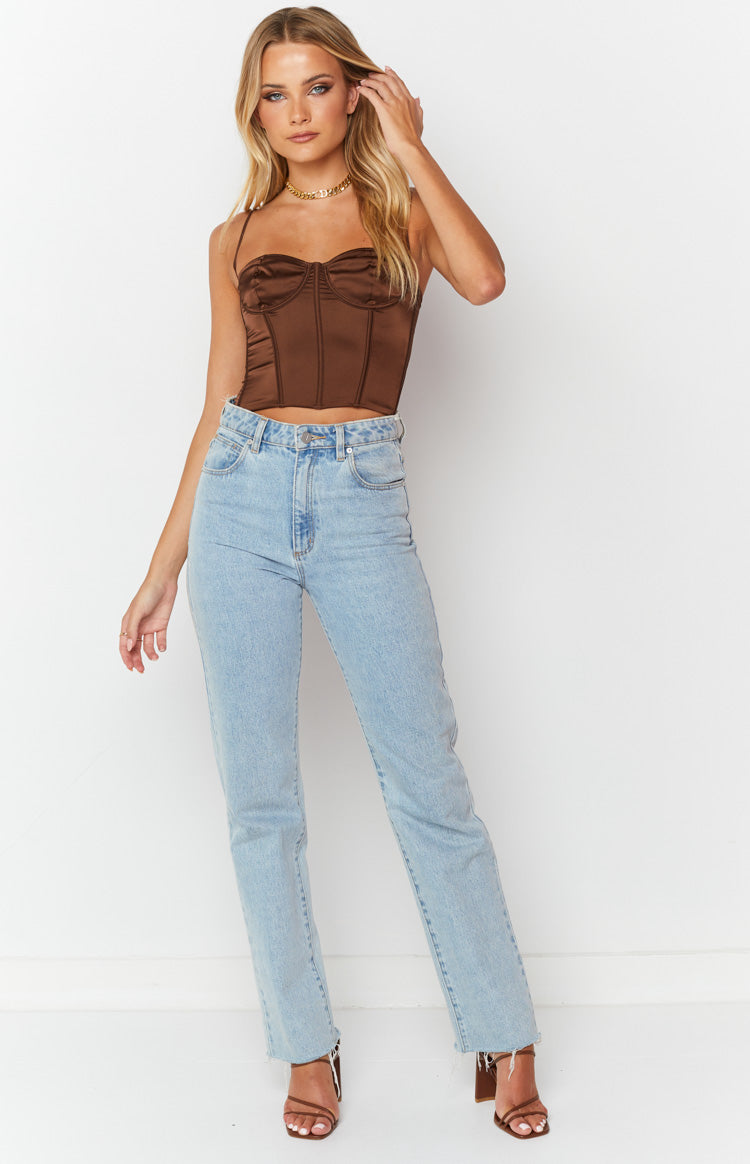 Angel Energy Satin Corset Brown