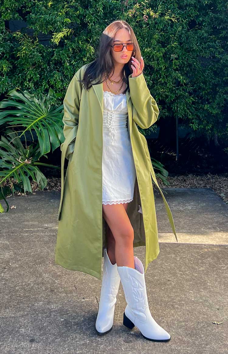 Kalessa Green PU Trench Jacket