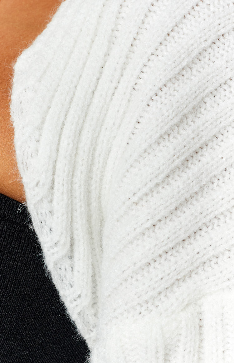 Elsa White Rib Knit Bolero