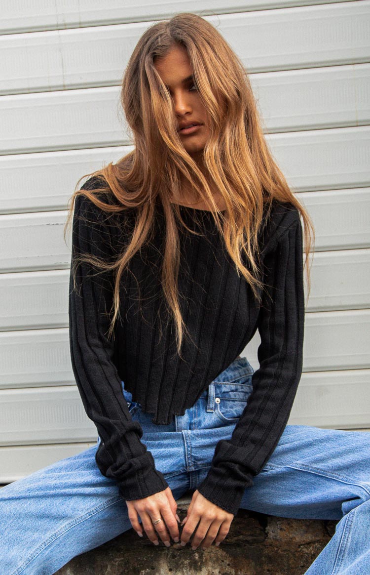 Kristin Black Rib Sweater