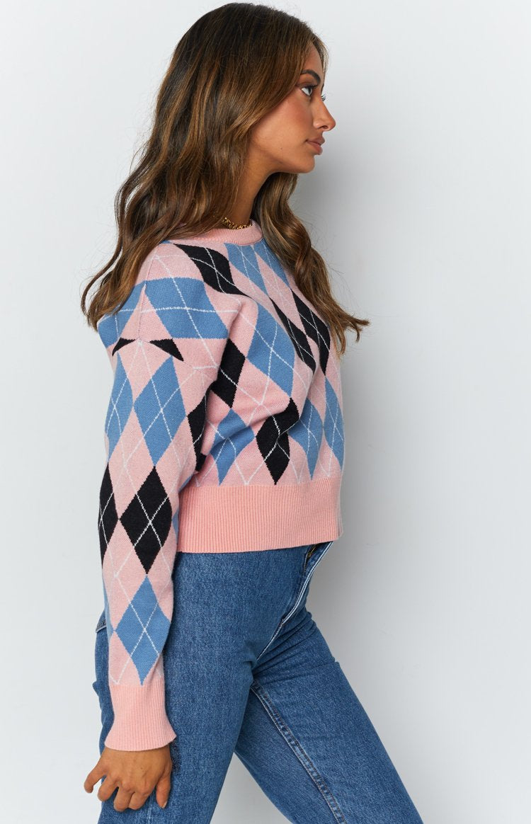 Raelyn Check Jumper Pink