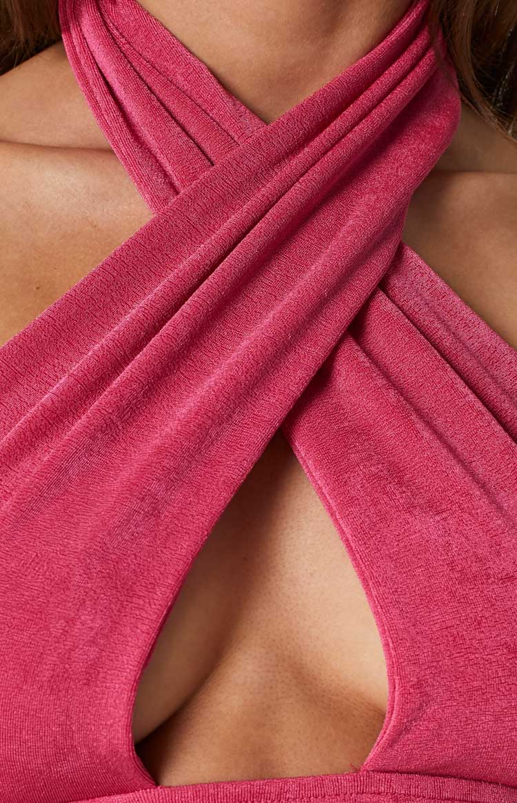 Tia Pink Cross Neck Top