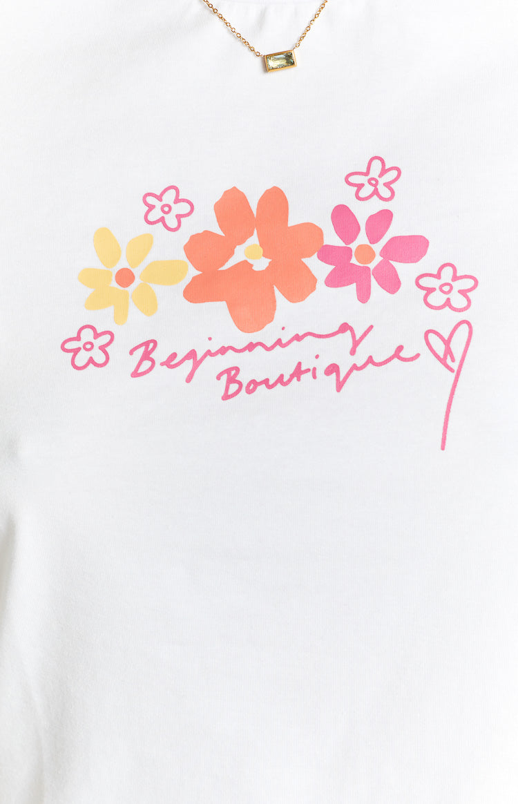 Summer Bloom White Graphic Tee