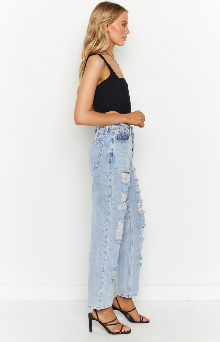 Saylor Distressed Blue Denim Jeans