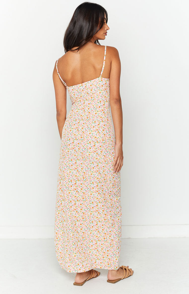 Chrissy Pink Floral Maxi Slip Dress