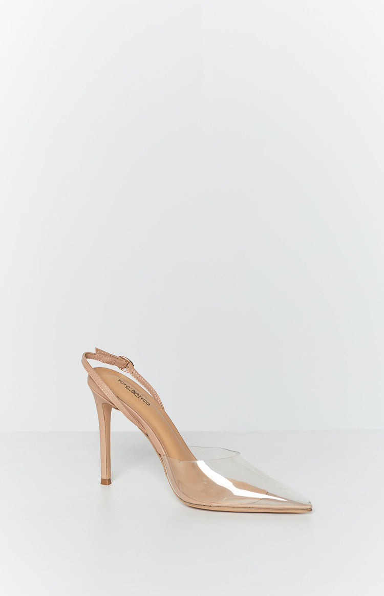 Tony Bianco Lazer Clear Vinylite/Skin Heel