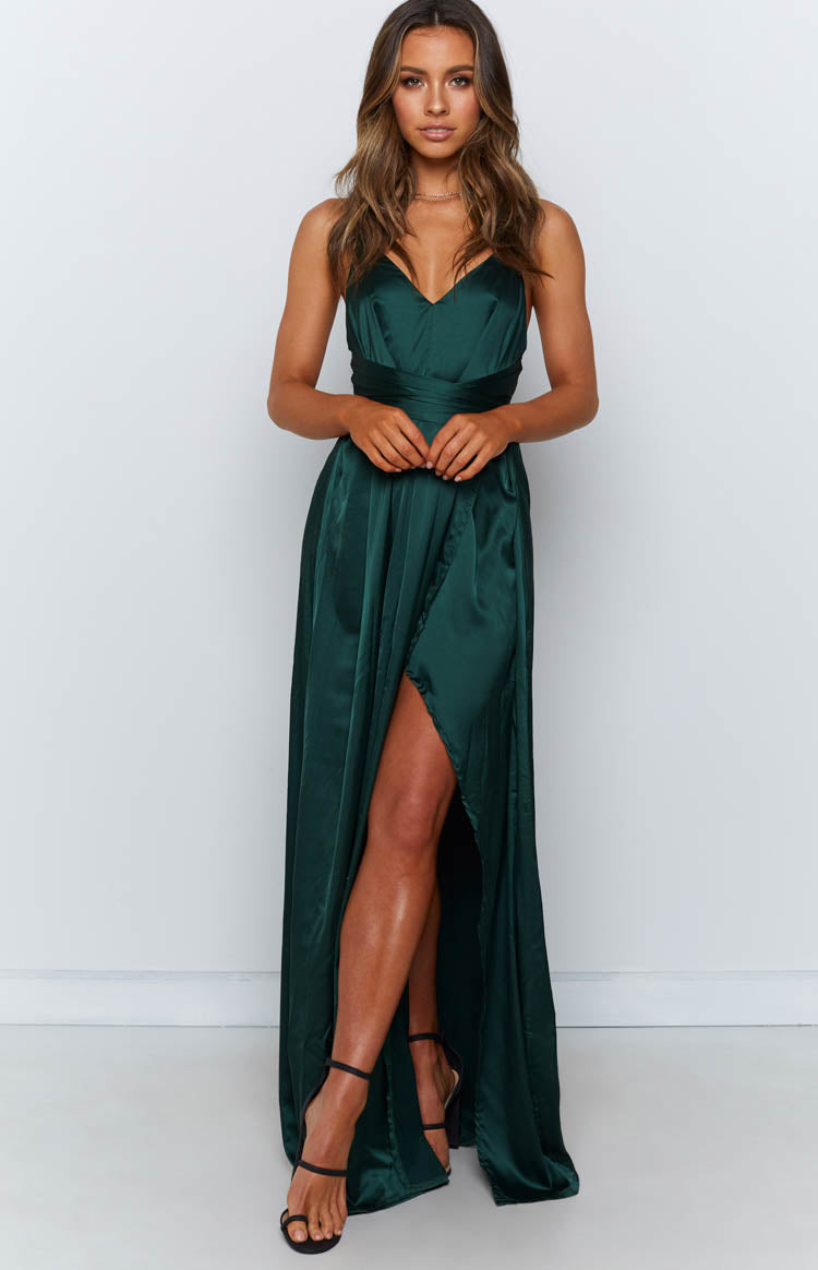 Katrina Split Maxi Dress Green