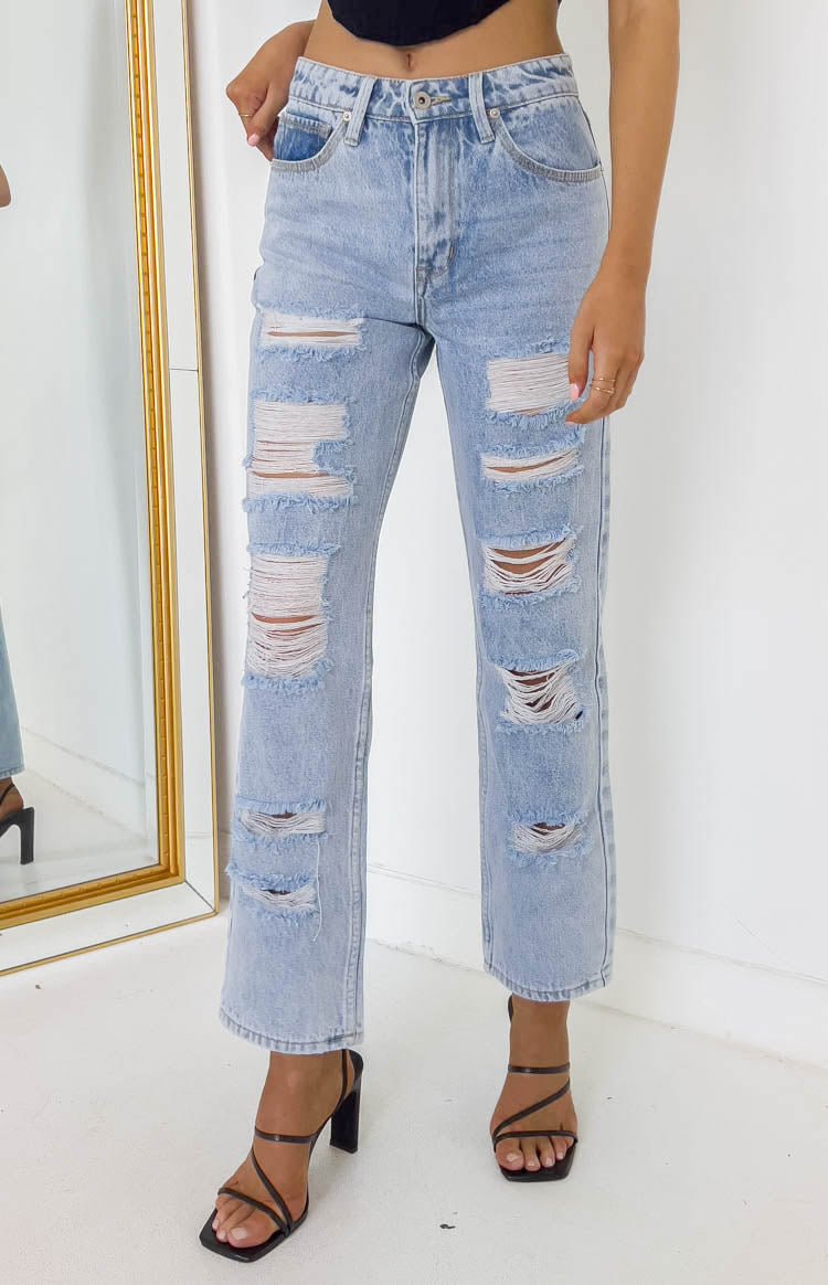 Saylor Distressed Blue Denim Jeans