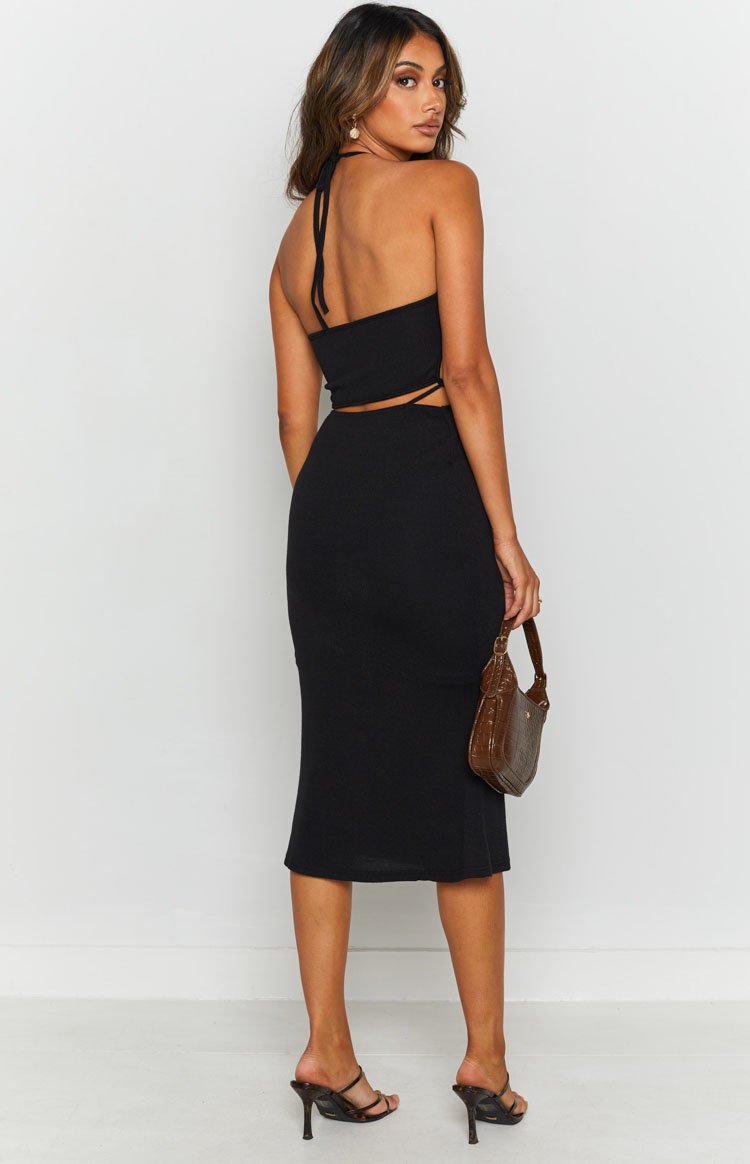 Quanah Cut Out Midi Dress Black