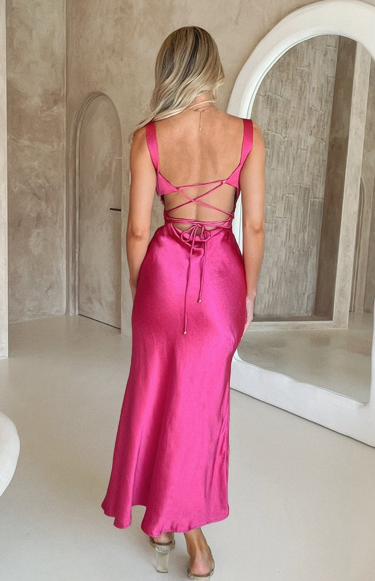 Anastasia Hot Pink Midi Dress