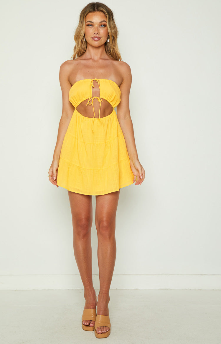 Georgia Yellow Strapless Mini Dress