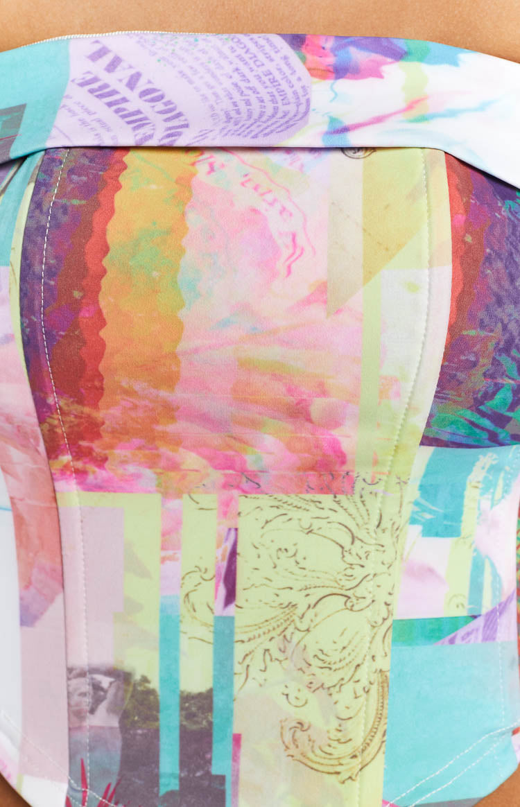 Lola Multi Print Strapless Corset Top