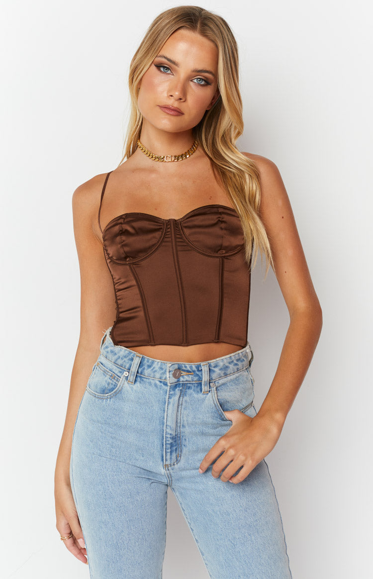 Angel Energy Satin Corset Brown