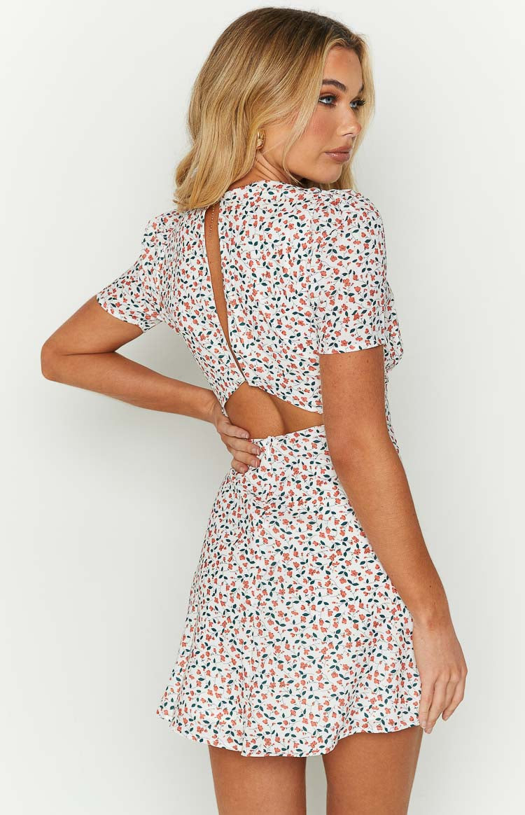 Glow Girl Dress White and Orange Floral