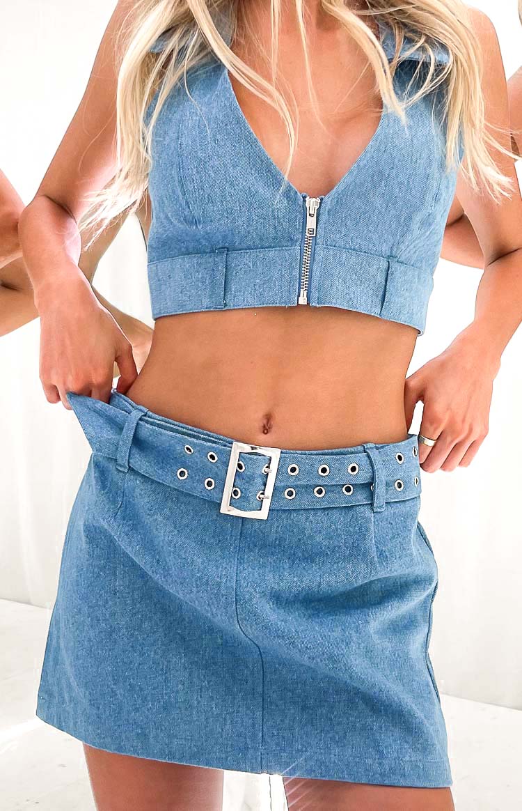 Jordie Blue Denim Mini Skirt