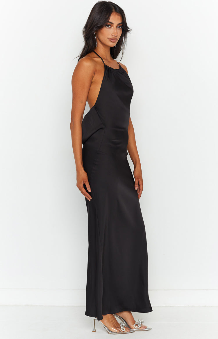 Kalley Black Halter Formal Maxi Dress
