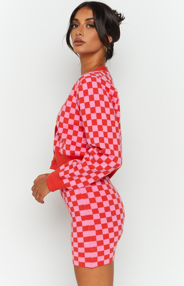 Zula Pink Check Cardigan