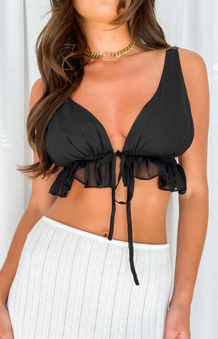 Poppy Black Crop Top