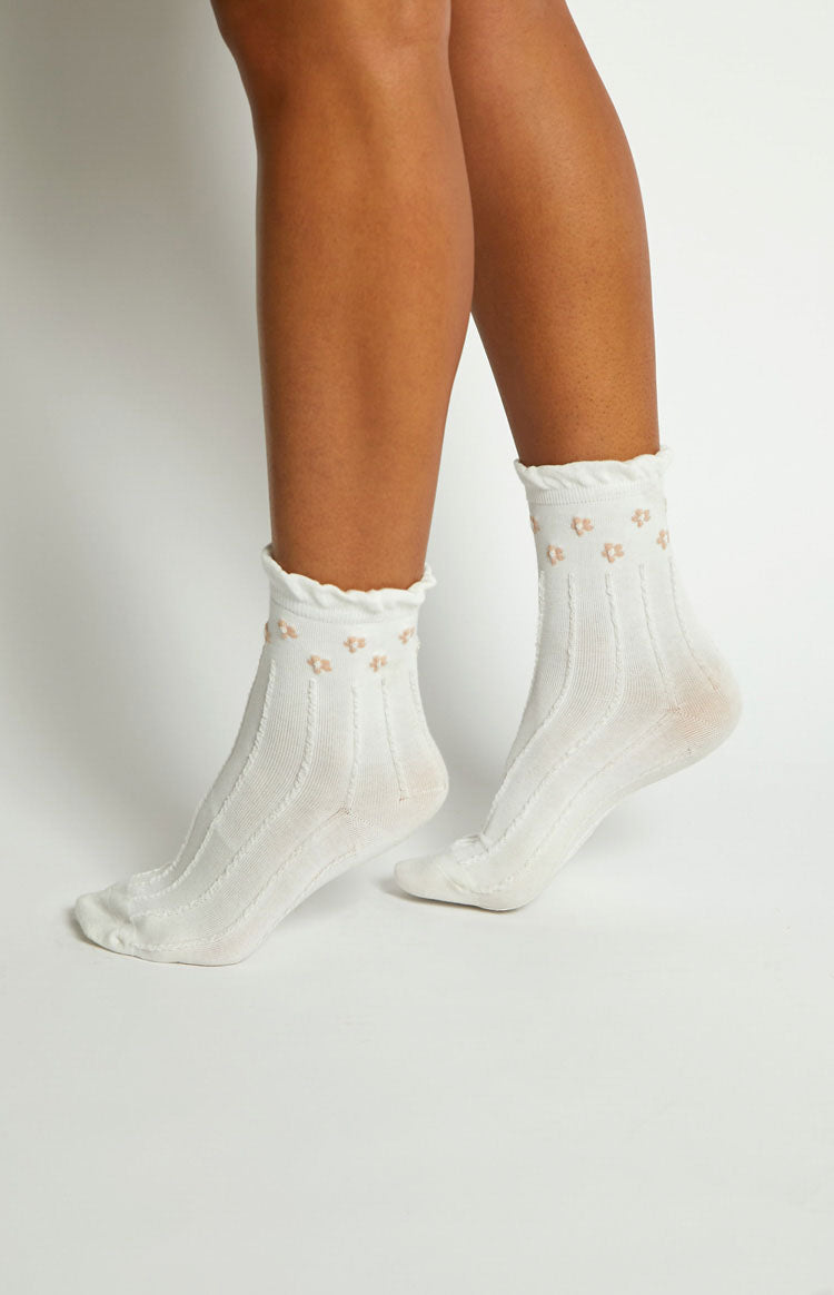 Lillie White Frilly Bow Socks
