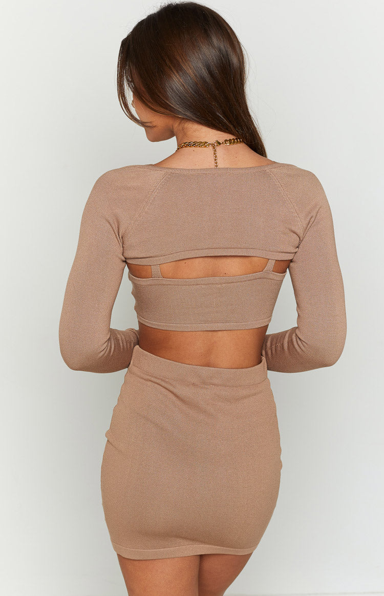 Chloe Taupe Knit Bolero and Bralette Set