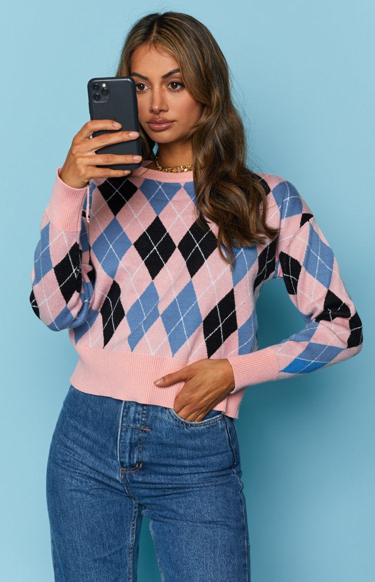 Raelyn Check Jumper Pink