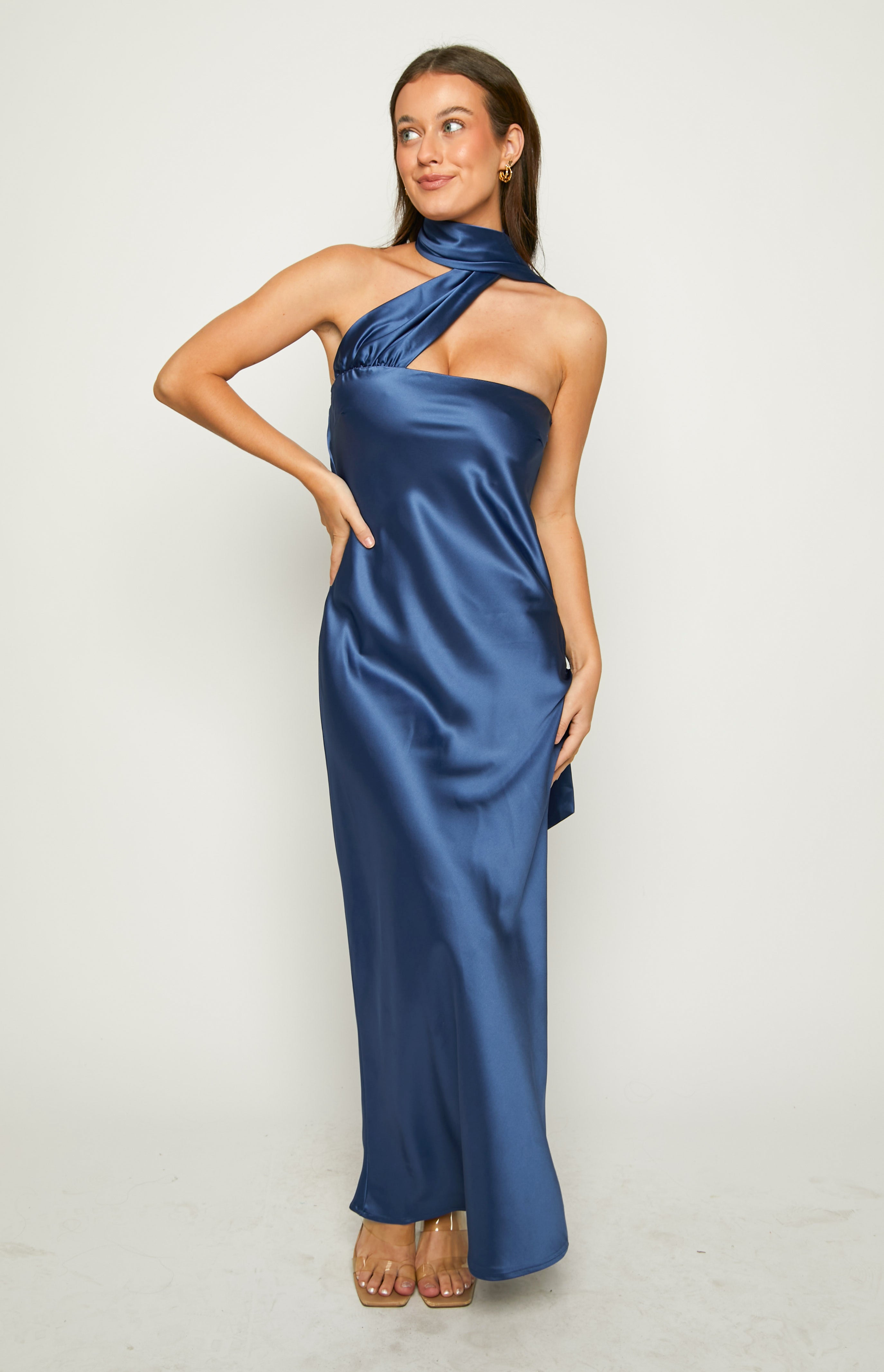 Francese Blue Scarf Midi Dress