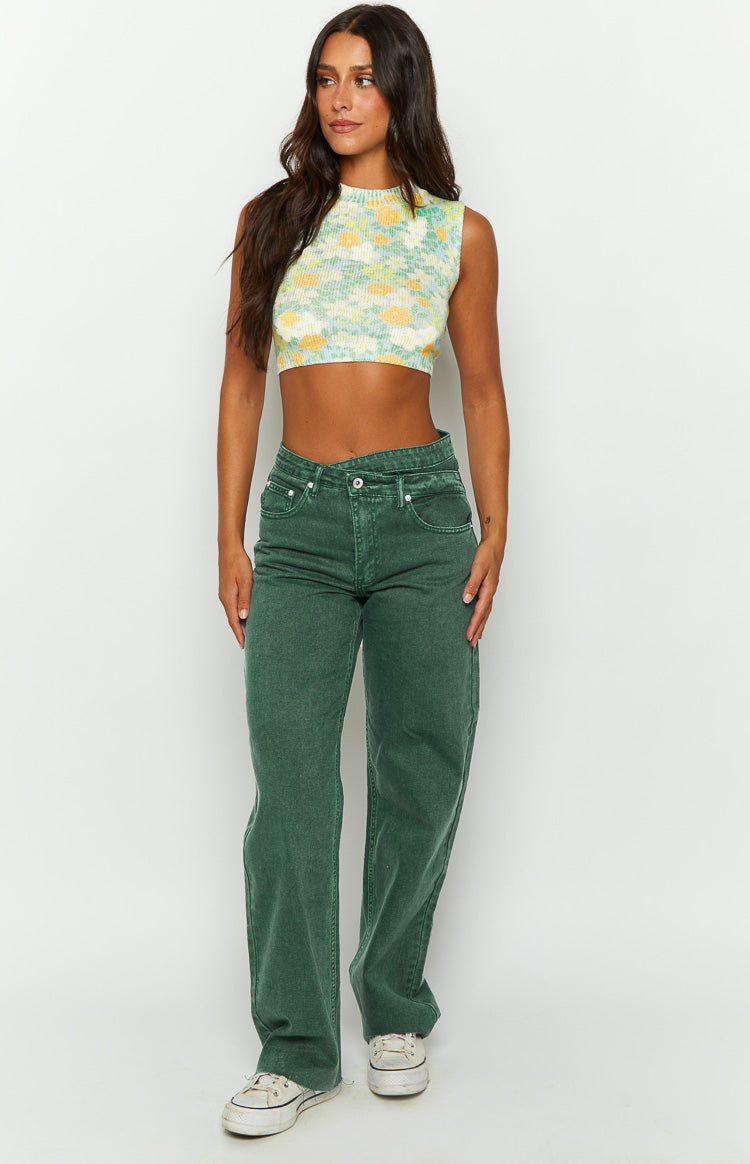 Flower Fields White Floral Knit Top