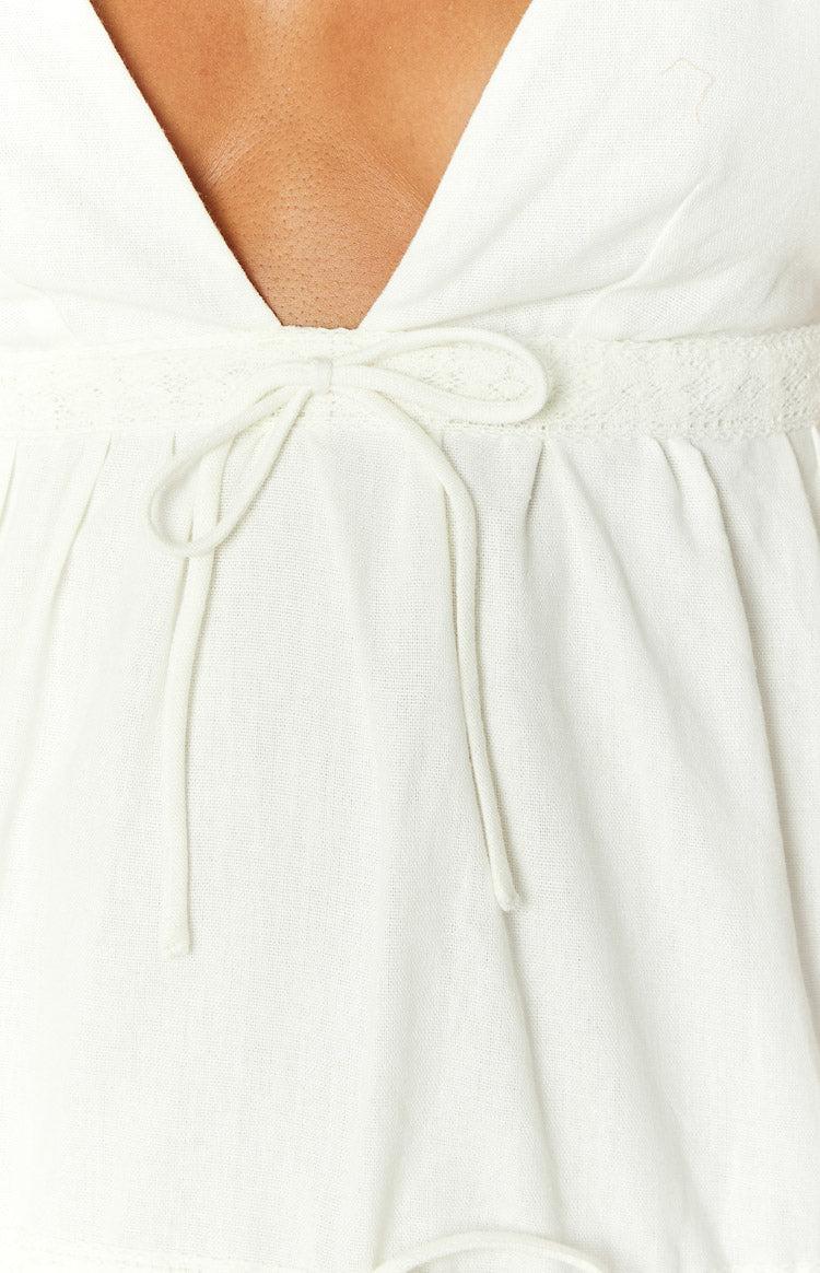 Khloe White Linen Blend Mini Dress