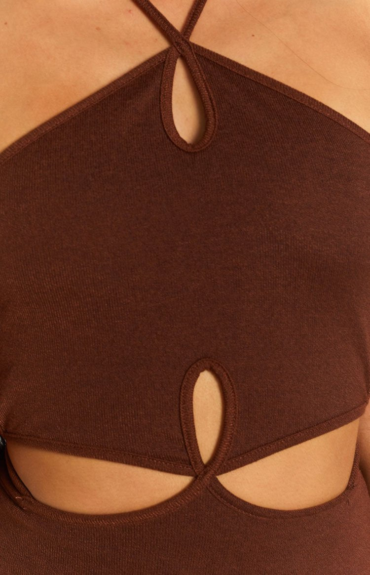 Quanah Cut Out Midi Dress Brown