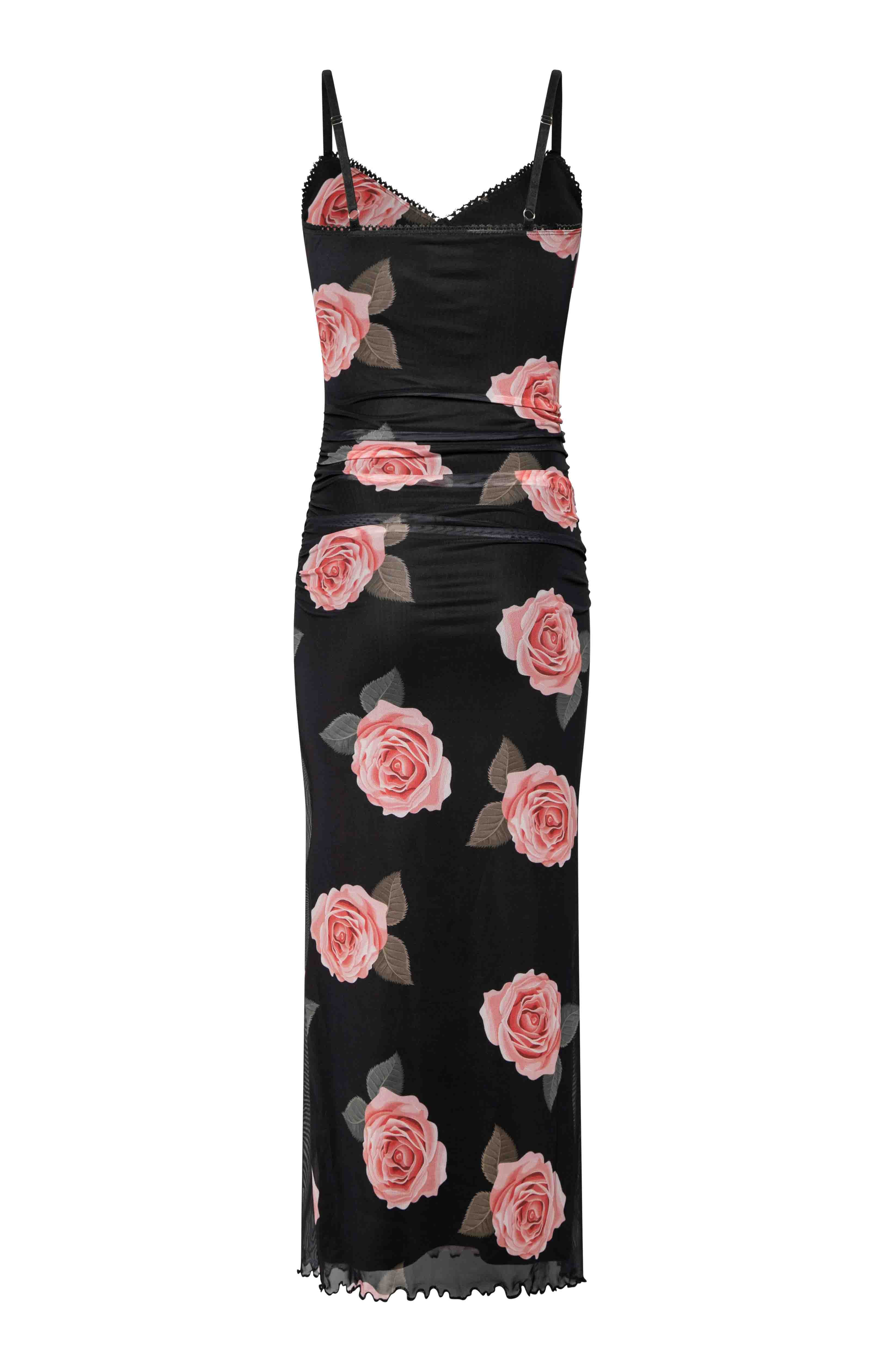 Capri Black Floral Mesh Midi Dress