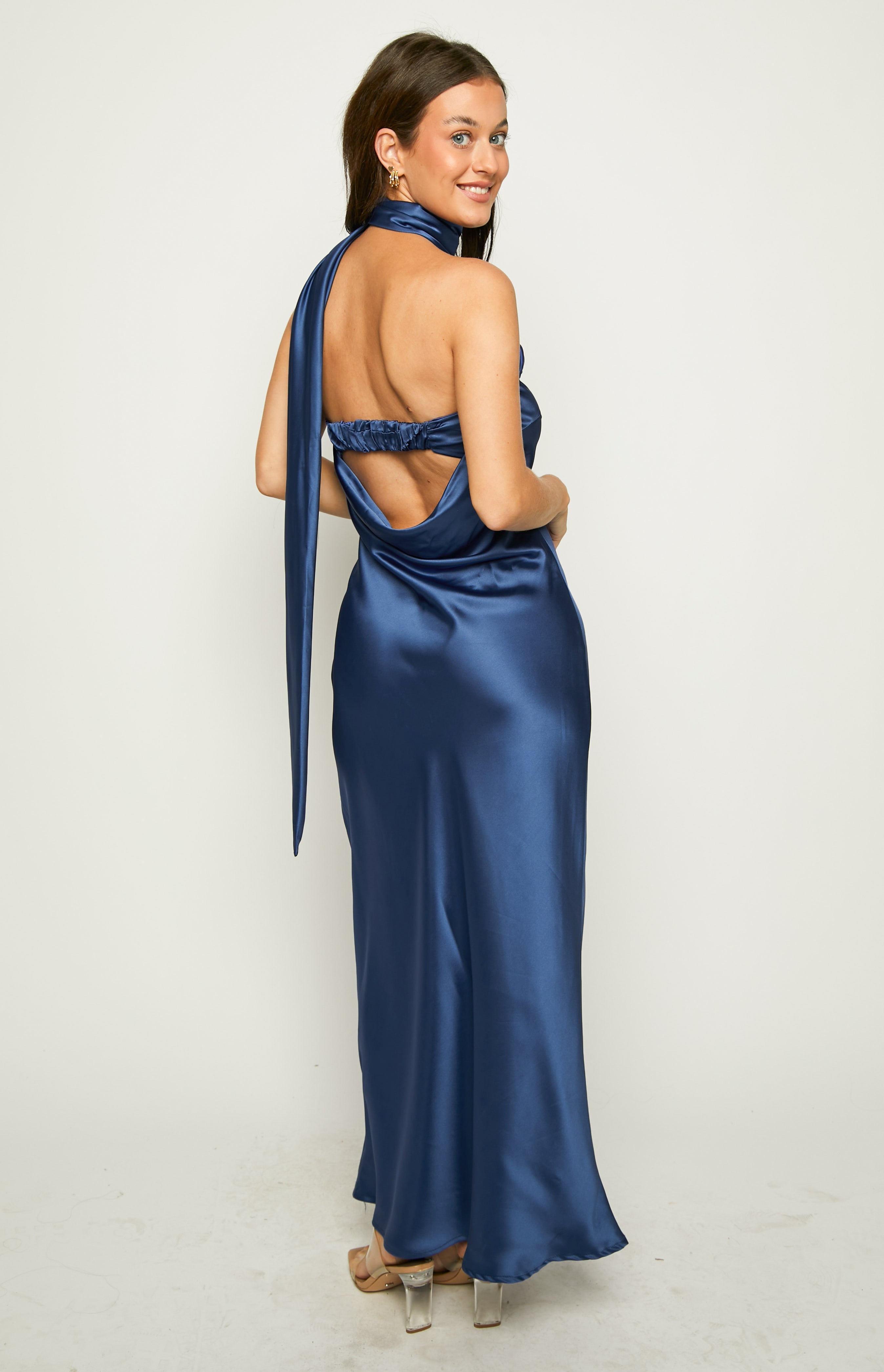 Francese Blue Scarf Midi Dress