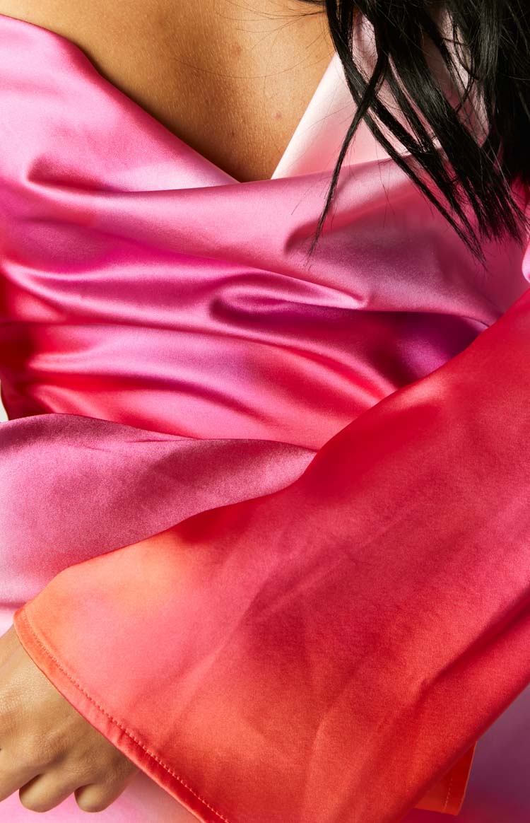 Marienne Pink Print Long Sleeve Mini Dress