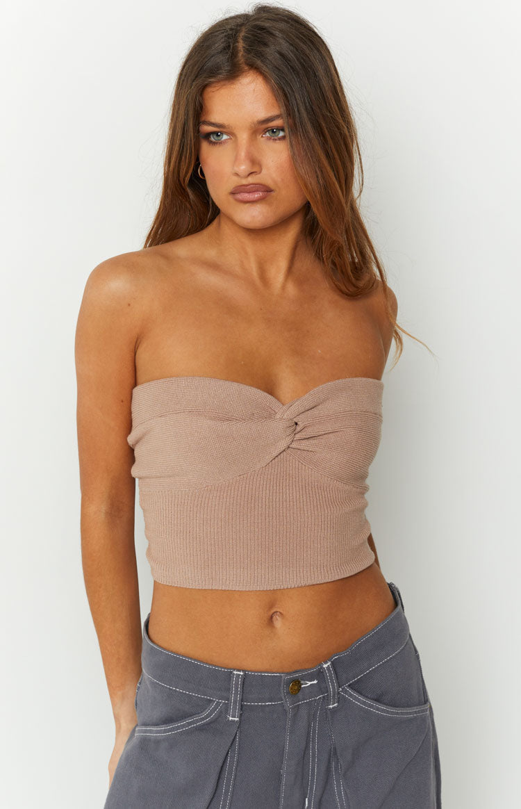 Jessica Latte Twist Front Bandeau Top