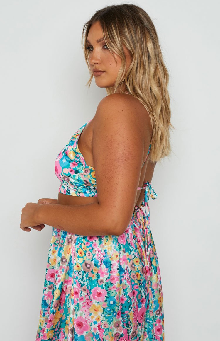 Spring Bouquet Floral Halter Top