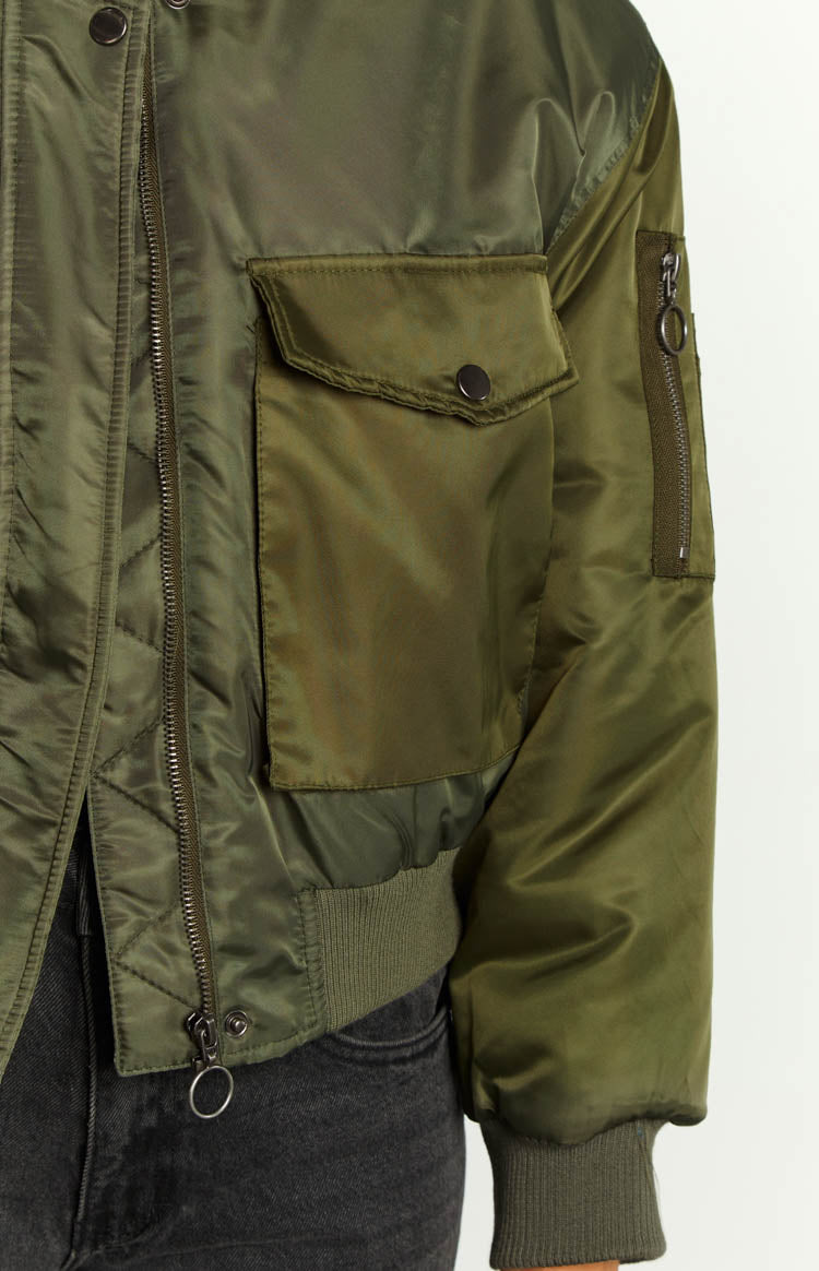 She's Mine Green Bomber Jacket