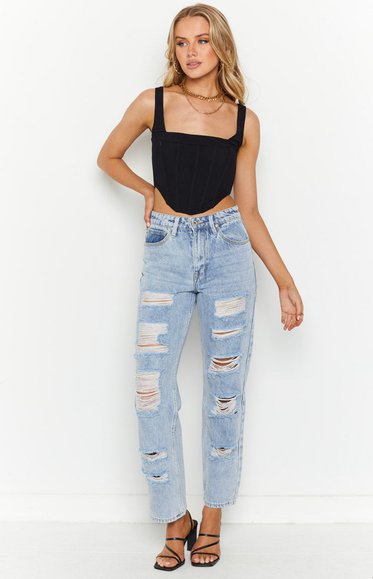 Saylor Distressed Blue Denim Jeans
