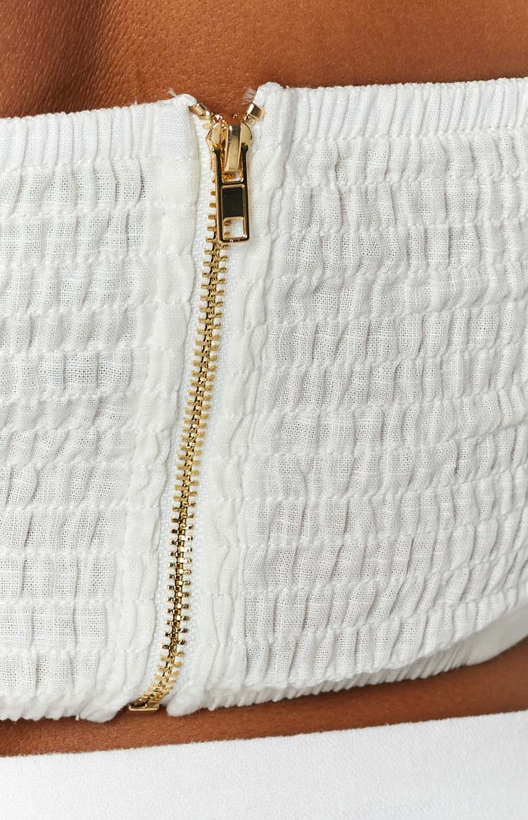 Sienna White Linen Bandeau Top