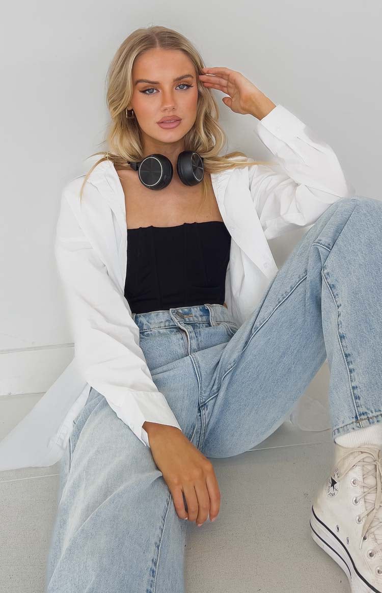 Ivaliah White Oversized Button Up Shirt