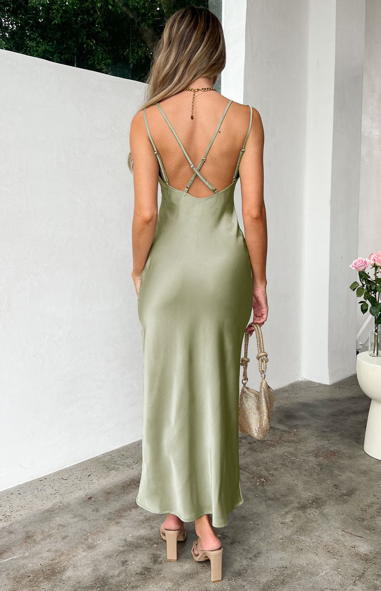 Tedra Sage Formal Maxi Dress