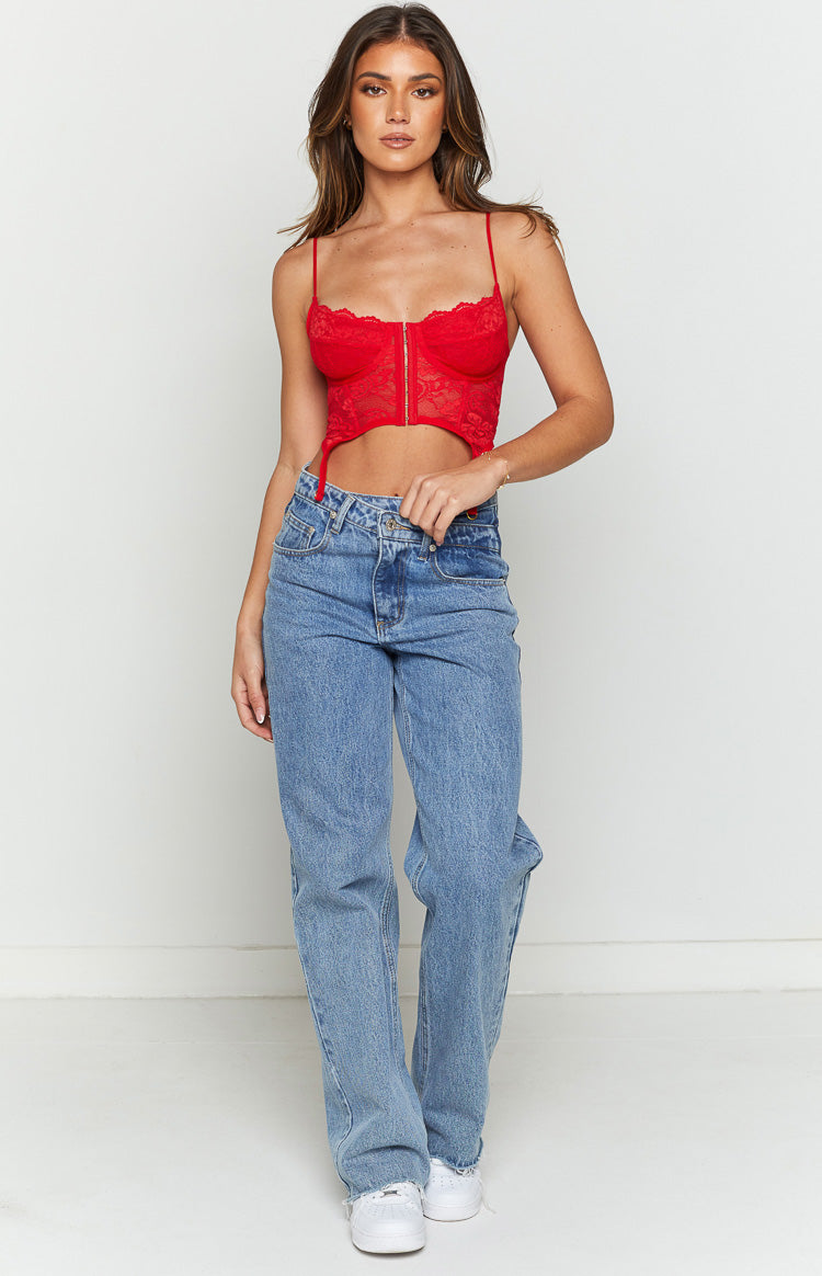 Beckster Red Garter Corset Top