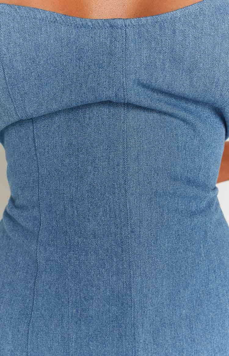 Joelle Blue Denim Strapless Mini Dress
