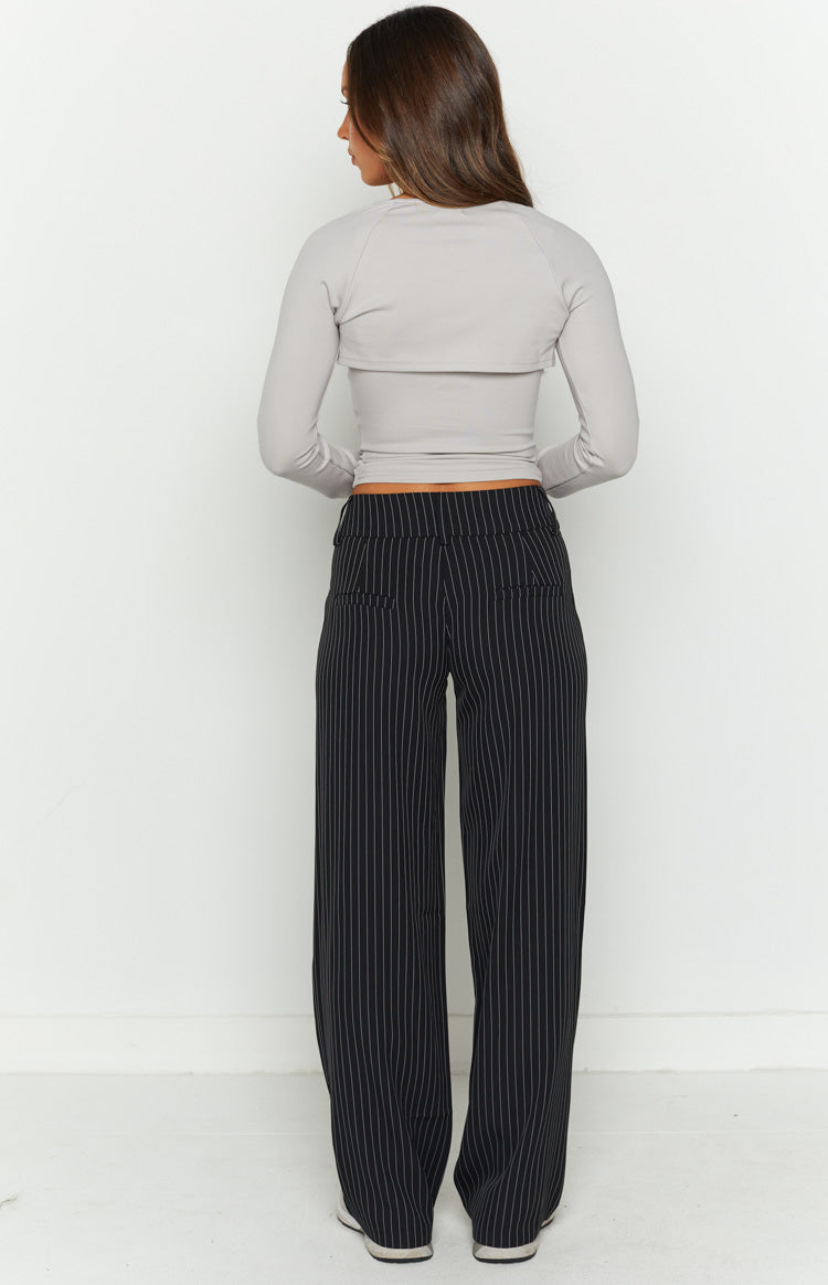 Maeve Black Pinstripe Pants